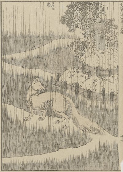 Volpe nella pioggia da Katsushika Hokusai