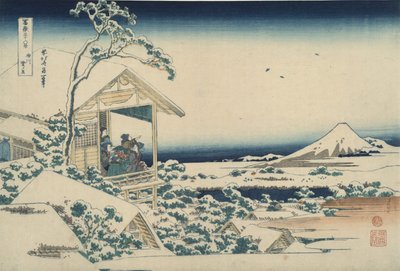 Il Monte Fuji visto da Koishikawa in una mattina nevosa, dalla serie “Le trentasei vedute del Monte Fuji” da Katsushika Hokusai