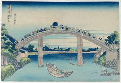 Il Fuji dai Pontili del Ponte Mannen a Fukagawa, dalla serie Trentasei Vedute del Monte Fuji da Katsushika Hokusai