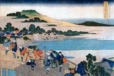 Ponte Fukui, Provincia di Echizen, c1785-1849 da Katsushika Hokusai