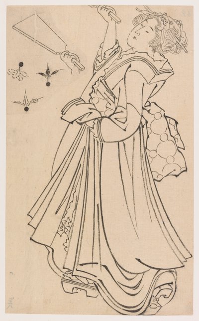 Ragazza che gioca con volano e racchetta da Katsushika Hokusai