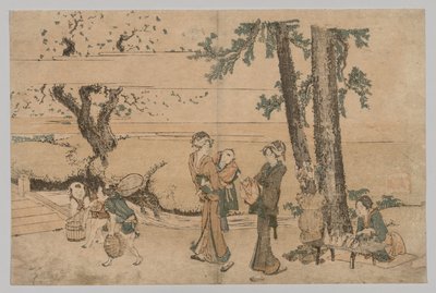 Gruppo di figure vicino a un ruscello da Katsushika Hokusai