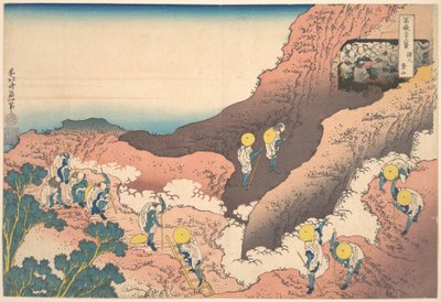 Gruppi di alpinisti (Shojin tozan), dalla serie “Le trentasei vedute del Monte Fuji” (Fugaku sanjūrokkei) da Katsushika Hokusai