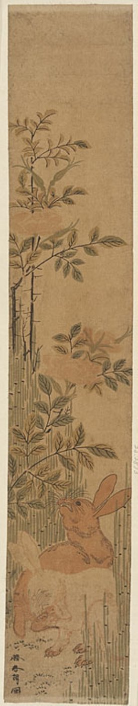 Lepri e rose da Katsushika Hokusai