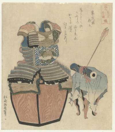 Armatura della famiglia Tachibana con rotolo dipinto da Katsushika Hokusai
