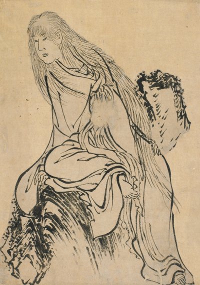 Eremita che riposa su una roccia da Katsushika Hokusai