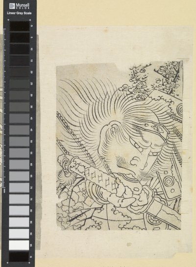 Testa di un samurai sotto i fiori di ciliegio da Katsushika Hokusai