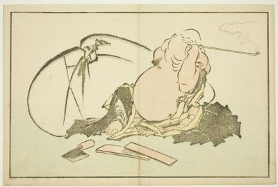 Hotei che fuma la pipa, dal Libro delle pitture realistiche di Hokusai da Katsushika Hokusai