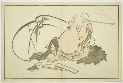 Hotei che fuma la sua pipa, da Il libro delle pitture realistiche di Hokusai, c.1814 da Katsushika Hokusai