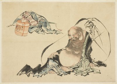 Hotei e Asahina Saburo reclinati da Katsushika Hokusai