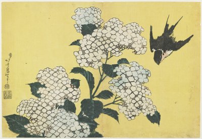 Ortensia e Rondine, c. 1832 da Katsushika Hokusai