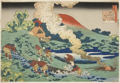 Kakinomoto Hitomaro dalla serie Cento poesie spiegate dalla nutrice da Katsushika Hokusai