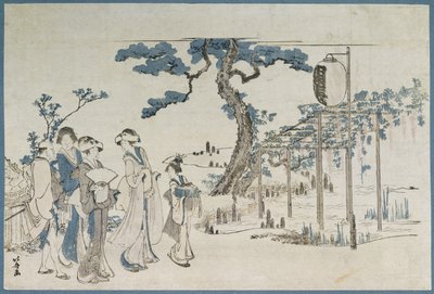 Donne che visitano i giardini di glicine a Kameido da Katsushika Hokusai