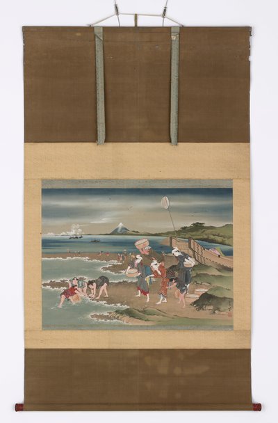 Paesaggio: raccoglitori di vongole sulla riva da Katsushika Hokusai