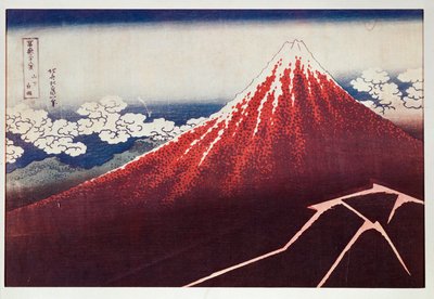 Fulmine sul monte Fujiyama ... (stampa xilografica a colori) da Katsushika Hokusai