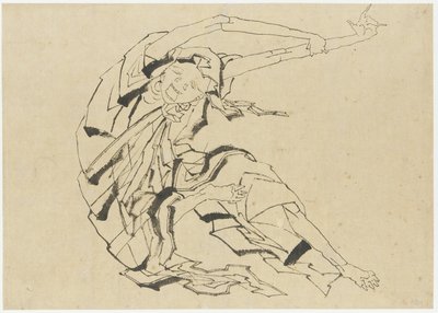 Uomo dalle braccia lunghe che si allunga, periodo Edo da Katsushika Hokusai