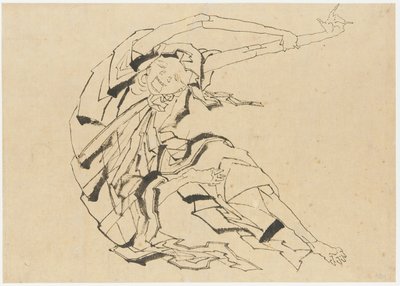 Uomo dalle braccia lunghe che si allunga, periodo Edo da Katsushika Hokusai