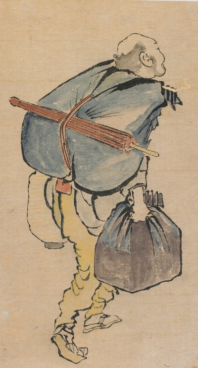 Uomo che porta uno zaino e una lanterna, fine XVIII-inizio XIX secolo da Katsushika Hokusai