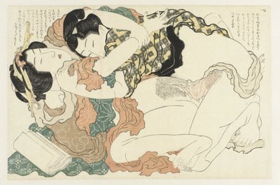 Uomo e donna in intimo abbraccio da Katsushika Hokusai