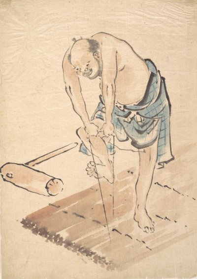 Uomo su una Zattera da Katsushika Hokusai