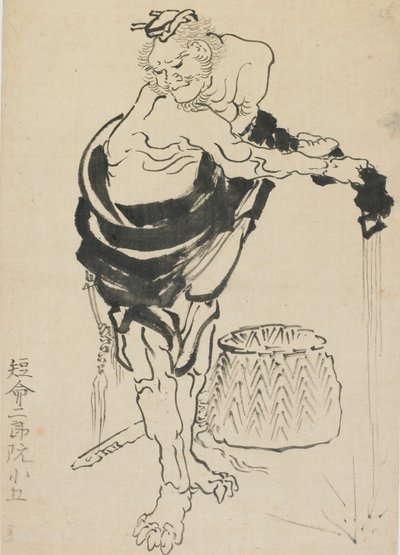 Uomo che strizza la sua veste da Katsushika Hokusai