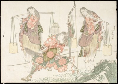 Minamoto no Tametomo e due raccoglitori di sale da Katsushika Hokusai