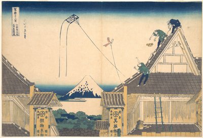 Il negozio Mitsui a Surugachō, a Edo (Edo Surugachō Mitsui mise ryaku zu), dalla serie “Le trentasei vedute del Monte Fuji” (Fugaku sanjūrokkei) da Katsushika Hokusai