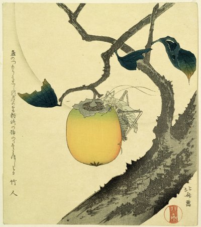 Luna, cachi e cavalletta, 1807 da Katsushika Hokusai