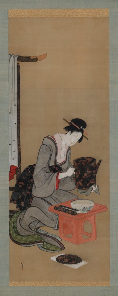 Usanza di Capodanno: Trucco la Mattina di Capodanno, periodo Edo da Katsushika Hokusai