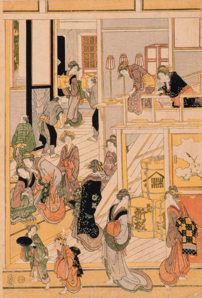 Capodanno alla casa da tè Ogi-ya, c.1810 da Katsushika Hokusai