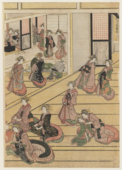 Capodanno alla casa da tè Ogi-ya, c.1810 da Katsushika Hokusai