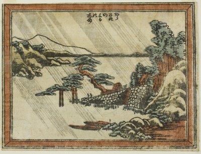 Pioggia notturna a Karasaki, dalla serie Otto vedute di Omi in stile incisione da Katsushika Hokusai