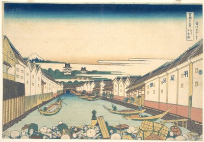 Nihonbashi a Edo (Edo Nihonbashi), dalla serie “Le trentasei vedute del Monte Fuji” (Fugaku sanjūrokkei) da Katsushika Hokusai