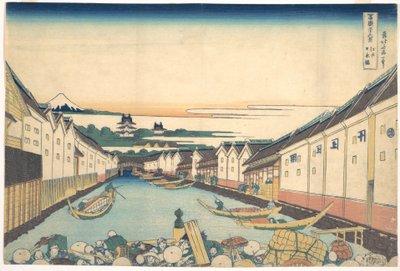 Nihonbashi a Edo (Edo Nihonbashi), dalla serie “Le trentasei vedute del Monte Fuji” (Fugaku sanjūrokkei) da Katsushika Hokusai