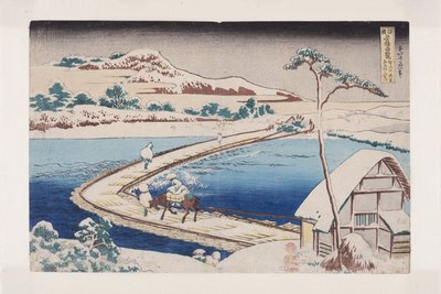 Vecchia Veduta del Ponte di Pontoni a Sano nella Provincia di Kozuke da Katsushika Hokusai
