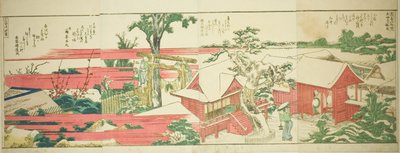 Pagine dal libro illustrato "Vedute panoramiche lungo le rive del fiume Sumida (Ehon Sumidagawa ryogan ichiran)" da Katsushika Hokusai