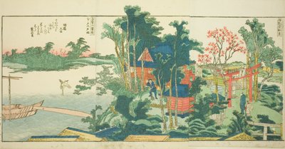 Pagine dal libro illustrato "Vedute panoramiche lungo le rive del fiume Sumida (Ehon Sumidagawa ryogan ichiran)" da Katsushika Hokusai