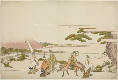 Parodia del viaggio orientale di Ariwara no Narihira da Katsushika Hokusai