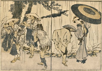 Persone sotto la pioggia, 1819, 1924 da Katsushika Hokusai
