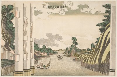 Il fiume Sumida visto da sotto il ponte Azuma, c.1830 da Katsushika Hokusai