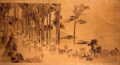 Pellegrini al Santuario di Kasuga (dipinto su seta) da Katsushika Hokusai