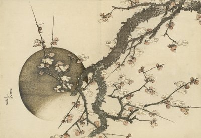 Fioritura di prugne e la luna dal libro Monte Fuji in primavera da Katsushika Hokusai