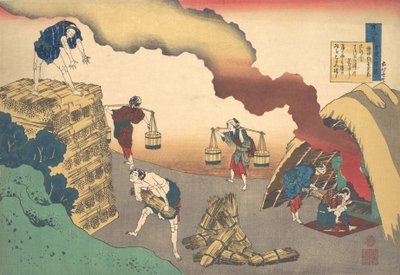 Poesia di Gon-Chunagon Sadaie, dalla serie Cento Poesie da Katsushika Hokusai