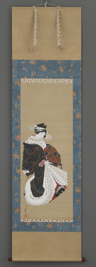 Ritratto di una cortigiana che cammina da Katsushika Hokusai