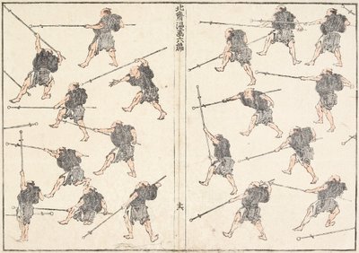 Esercitazioni con la spada a manico lungo da Katsushika Hokusai