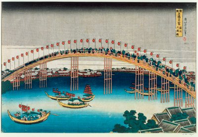 Processione su un ponte da Katsushika Hokusai