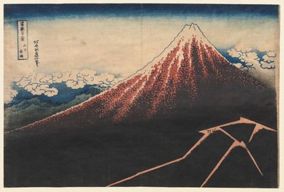 Pioggia sotto la montagna dalla serie Trentasei vedute del Monte Fuji, primi anni 1830 da Katsushika Hokusai