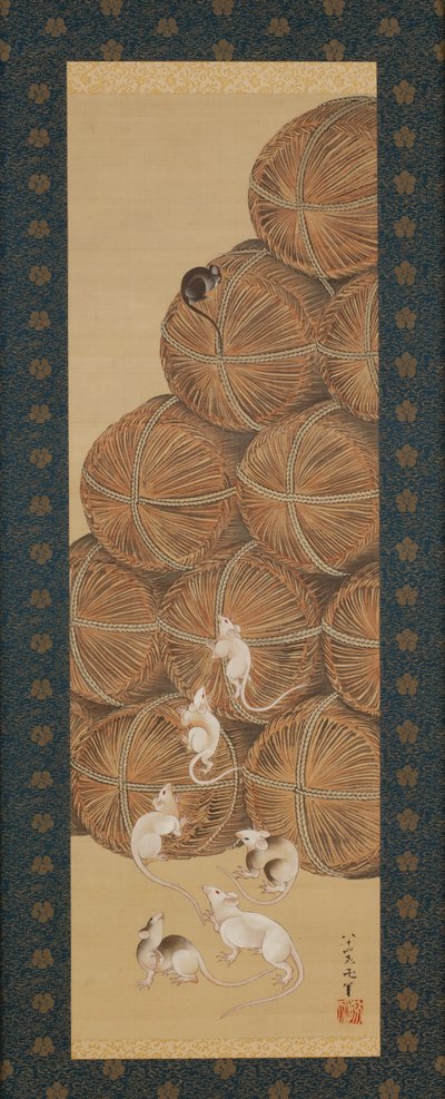 Ratti e balle di riso, periodo Edo, 1843 da Katsushika Hokusai