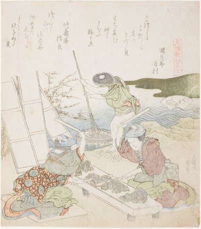 Riciclaggio della carta, illustrazione per The Fulling-block Shell da Katsushika Hokusai