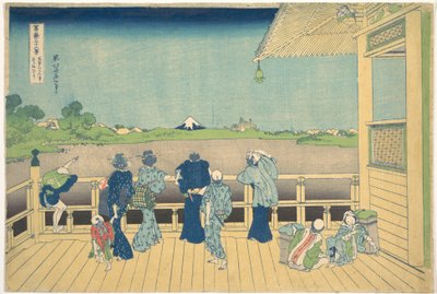 La Sala Sazai del Tempio dei Cinquecento Arhat (Gohyaku Rakanji Sazaidō), dalla serie “Trentasei vedute del Monte Fuji” (Fugaku sanjūrokkei) da Katsushika Hokusai